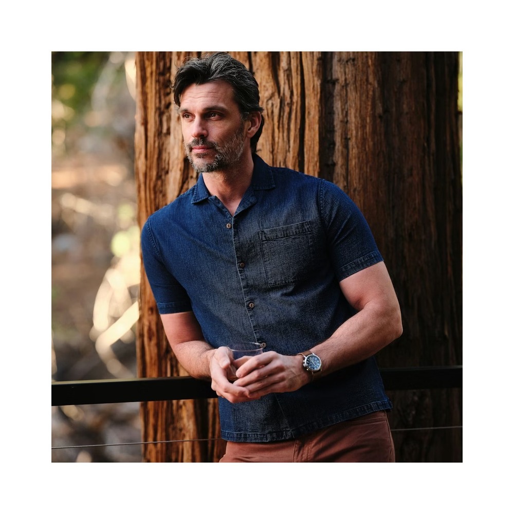 Flint and Tinder Shirt Men XL Blue Indigo Camp Overshirt 100% Cotton Heritage